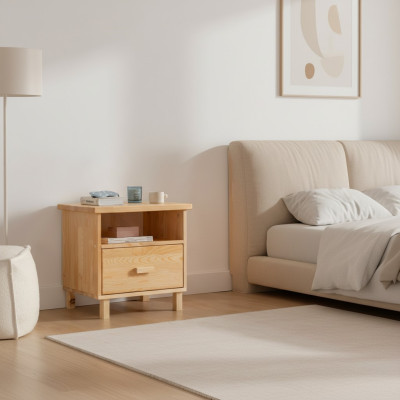 Beige drawer nightstand bedroom night table side table
