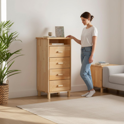 Modern beige living room dresser, luxurious sideboard, wooden sideboard.
