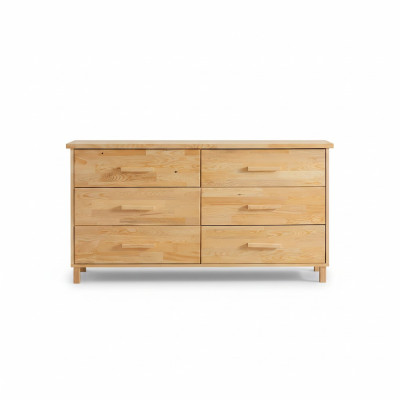 Luxurious Beige Dresser Bedroom 6-Drawer Wood Storage Dresser