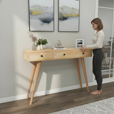 Modern high-quality console table beige wooden table living room designer furniture