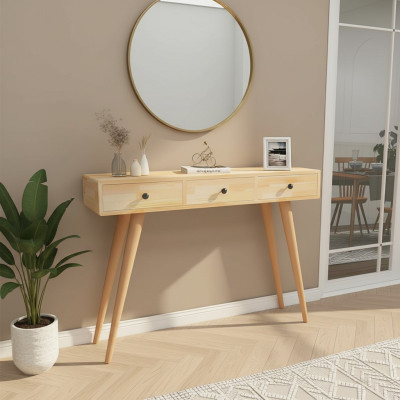 Modern high-quality console table beige wooden table living room designer furniture