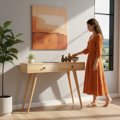 High-quality Beige Console Table Design Wood Table Console Console Tables
