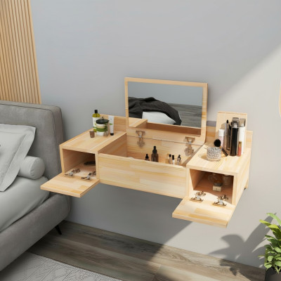 Modern beige dressing table with mirror luxury console dresser bedroom
