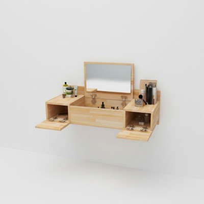 Modern beige dressing table with mirror luxury console dresser bedroom