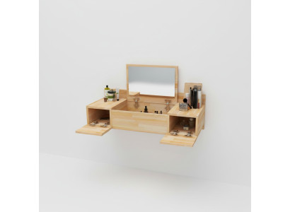 Modern beige dressing table with mirror luxury console dresser bedroom