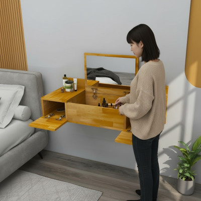 Modern Braun Dressing Table with Mirror Luxury Console Dresser Bedroom