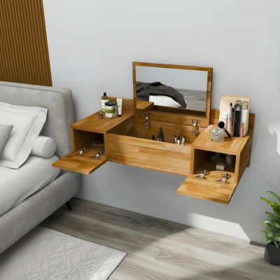 Luxury brown dressing table with mirror modern console dresser bedroom