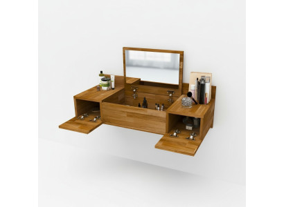 Luxury brown dressing table with mirror modern console dresser bedroom