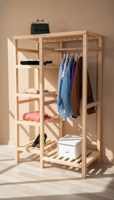 Coat rack clothes stand rack hanging luxury modern wood hallway wardrobe