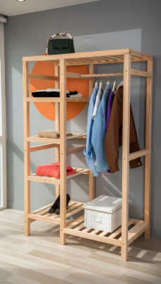 Wardrobe Beige Shelf Cabinet Clothes Wardrobe Furniture Modern Wardrobes Wood