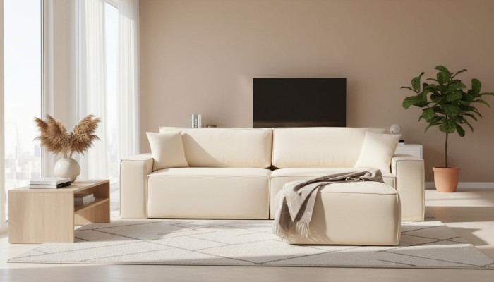Elegant beige exclusive pouf for four people, 2 pieces
