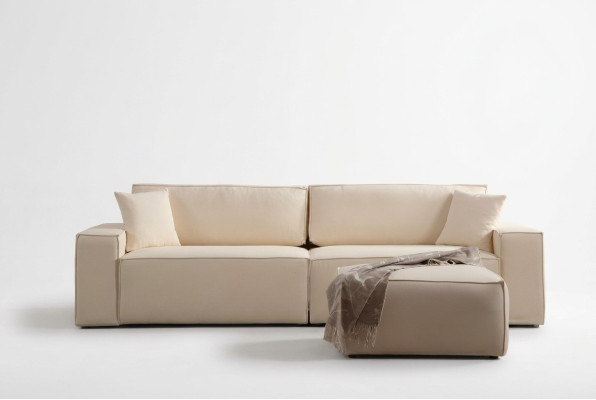 Elegant beige exclusive pouf for four people, 2 pieces