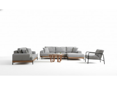 Light gray designer corner sofa for 3 people 3 pieces
