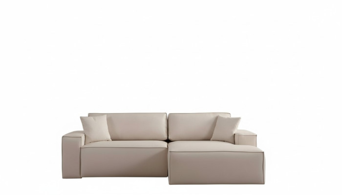 White fabric L-shaped corner sofa for the living room