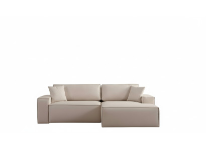 White fabric L-shaped corner sofa for the living room