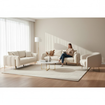 Living room sofa set, three-seater, luxury cushion
