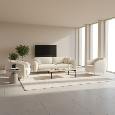 Living room sofa set, three-seater, luxury cushion