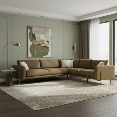 Dark green corner sofa set of modern high standard in L shape