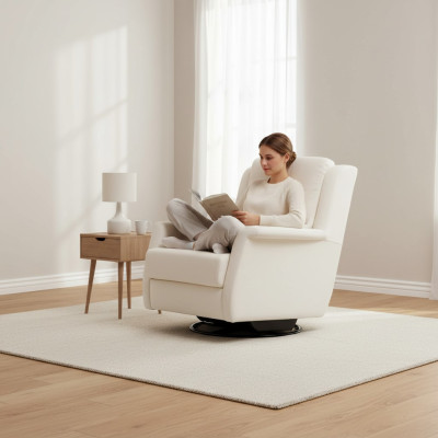 White swivel chair, modern single-seater, living room, exclusive single-seater.