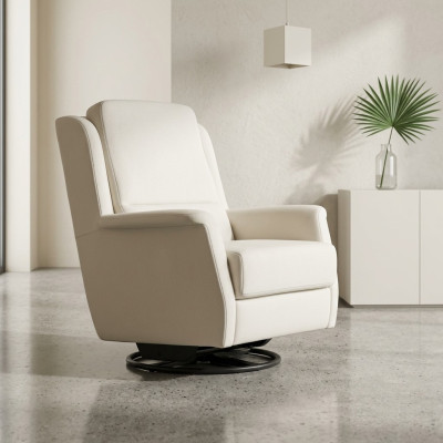 White swivel chair, modern single-seater, living room, exclusive single-seater.