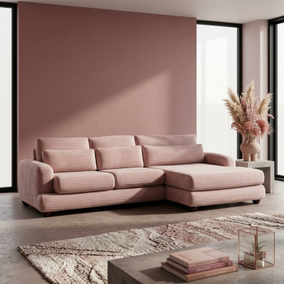 Exclusive pink corner sofa with modern L shape
