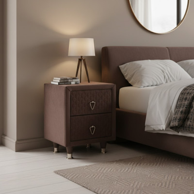 Modern bedside table burgundy solid color rectangular shape design style bedroom