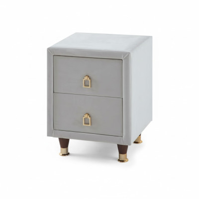 Light gray upholstered bedside table designer bedroom furniture nightstand
