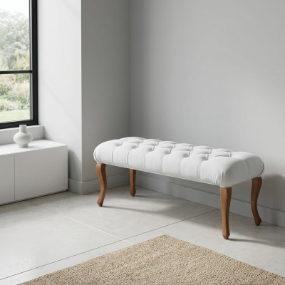 Luxurious bed bench bedroom textile furniture classic noble wooden feet
