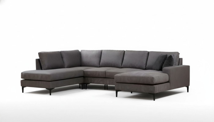 Modern gray U-shaped sofa for the living room