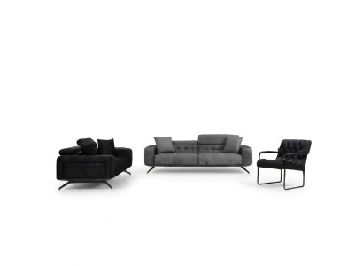 Modern 3-seater sofa black gray