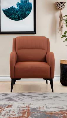 Orange armchair modern design style solid color textile material living room
