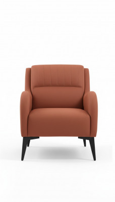 Orange armchair modern design style solid color textile material living room