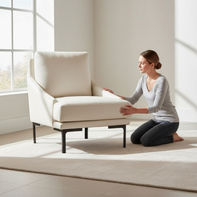 Chair White Solid Color Modern Design Style Living Room Study Textile
