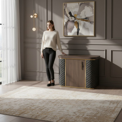 Two-tone brown-black modern design style sideboard for office wood