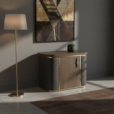 Two-tone brown-black modern design style sideboard for office wood