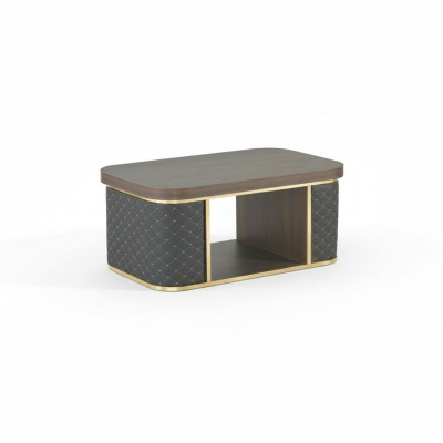 Coffee table brown black two-tone with shelf modern design rectangular