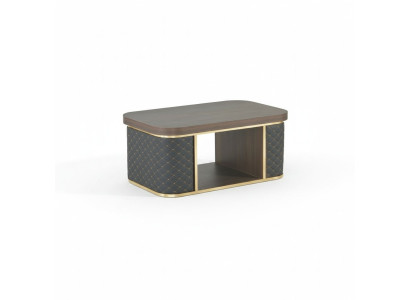 Coffee table brown black two-tone with shelf modern design rectangular