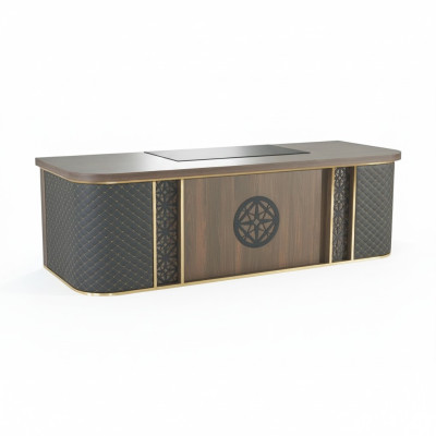 Office desk modern design brown black two-tone rectangular form style