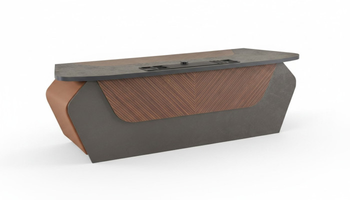 Office desk brown gray two-tone modern design rectangular desk