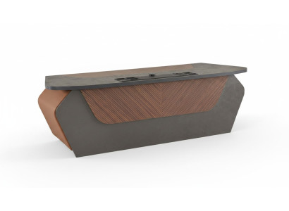 Office desk brown gray two-tone modern design rectangular desk