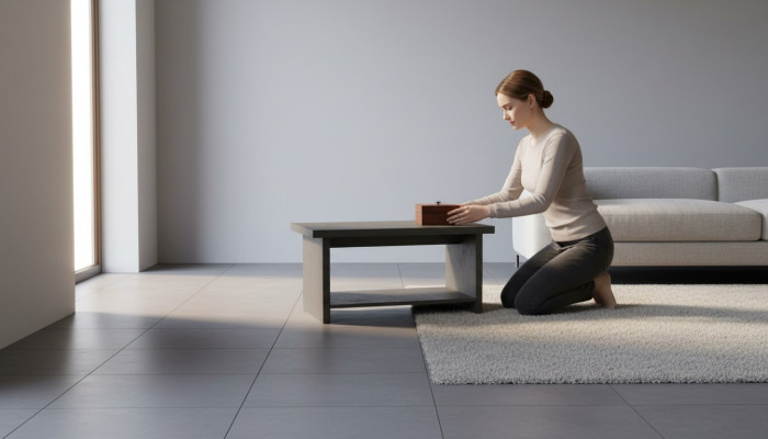 Coffee table gray solid color modern study rectangular shape with shelf