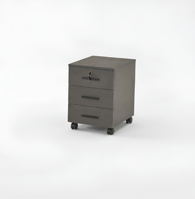 Gray filing cabinet, solid color, home office, modern design with drawers