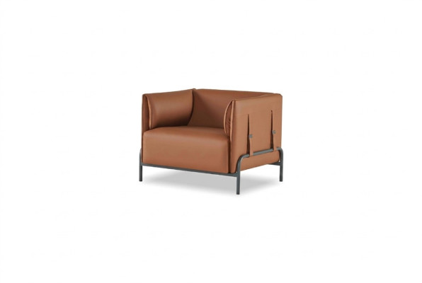 Armchair Brown Solid Color Modern Office Living Room Stainless Steel Legs