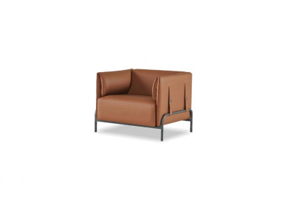 Armchair Brown Solid Color Modern Office Living Room Stainless Steel Legs