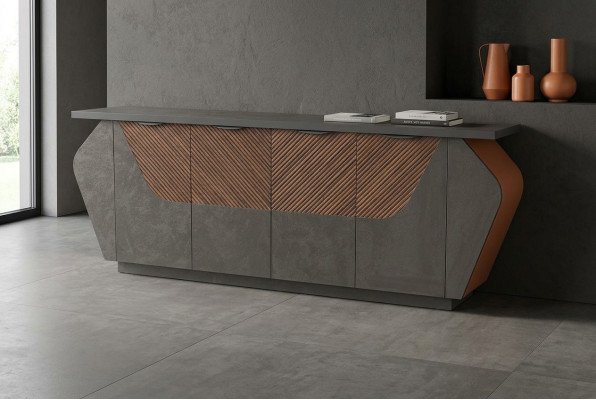 Sideboard Filing Cabinet Study Grey Brown Two-Tone Modern Style