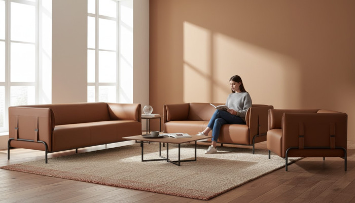 Office set 4-piece 3-seater 2-seater with 2x armchairs modern design style
