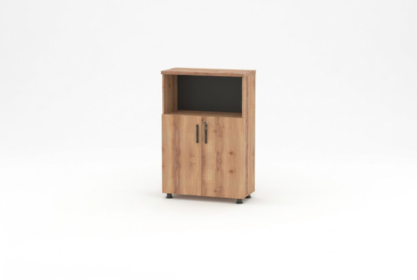 Rectangular File Cabinet Brown Black Two-Tone Office Shelf