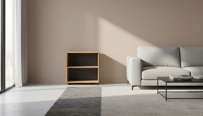 Filing cabinet with adjustable shelf for the study in solid brown, modern style.