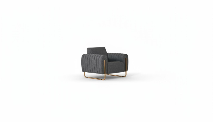 Armchair Gray Plain Home Office Modern Design Style Textile Material