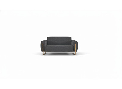 Fabric Sofa Gray Solid Color Home Office 2-Seater Stainless Steel Modern Design
